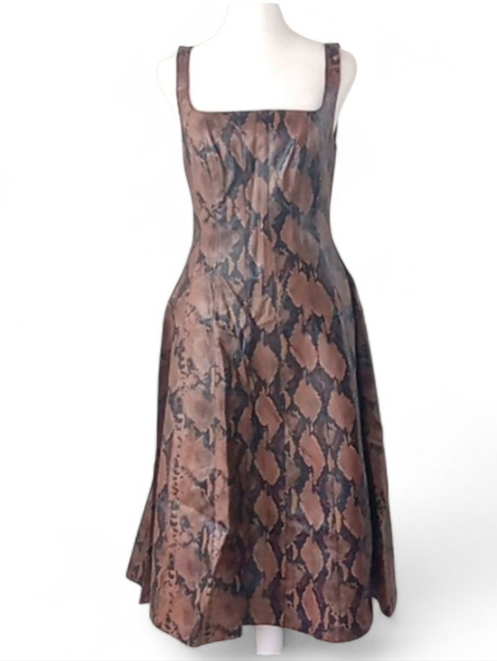 7 For All Mankind Faux Leather Snakeskin Print Midi Dress Sleeveless XS